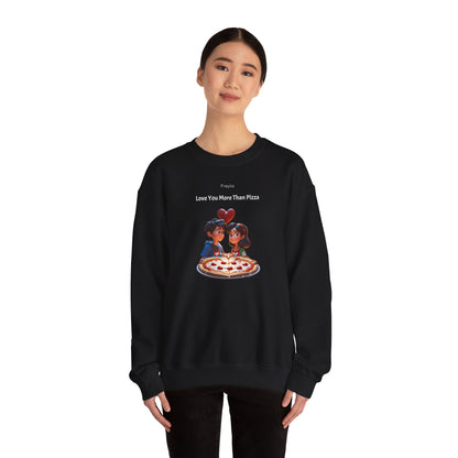 Couple Sweatshirt - "Love You More Than Pizza" Design