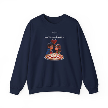 Couple Sweatshirt - "Love You More Than Pizza" Design