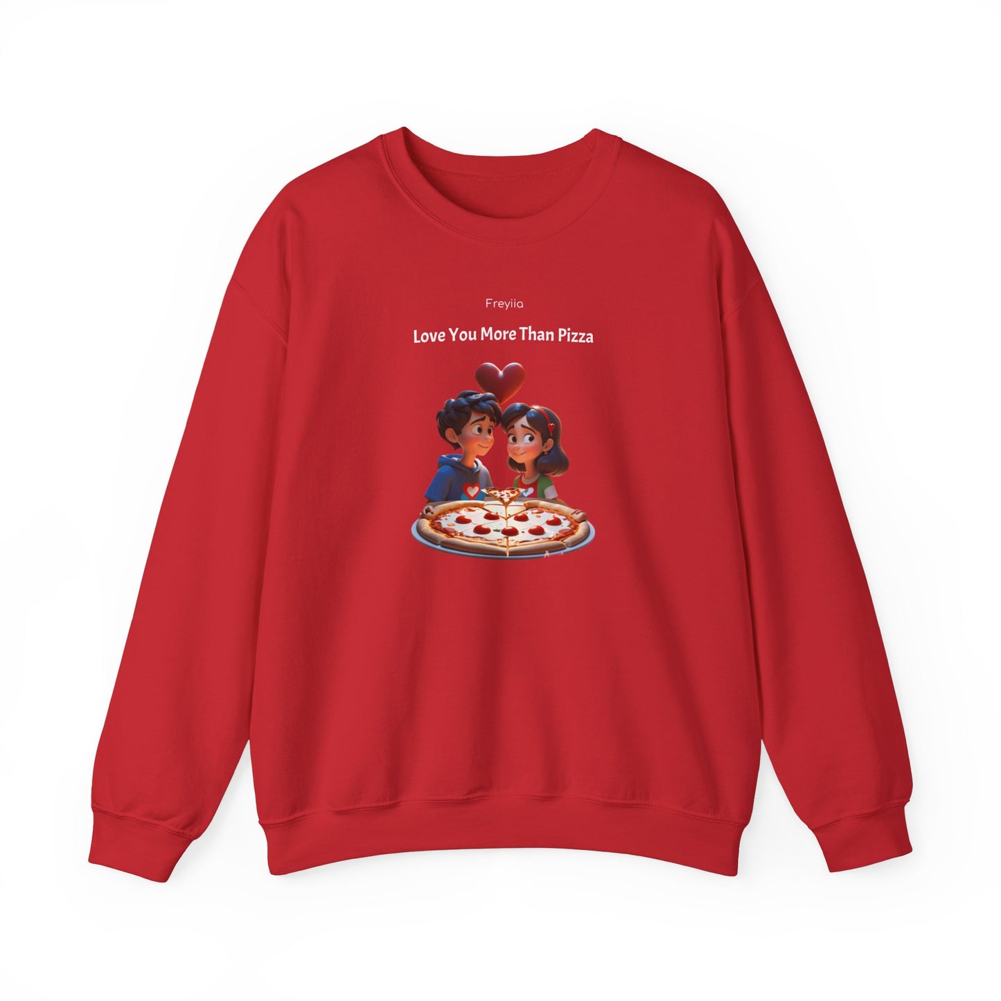 Couple Sweatshirt - "Love You More Than Pizza" Design