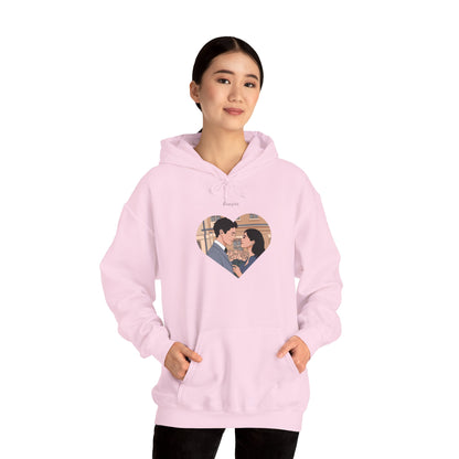 Heart Print Hooded Sweatshirt - Couple Love Design