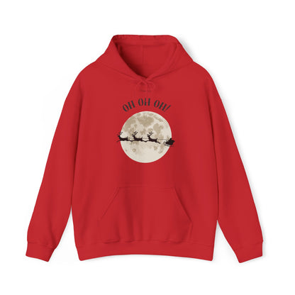 Christmas Reindeer Sleigh Hoodie - Full Moon - Oh Oh Oh!