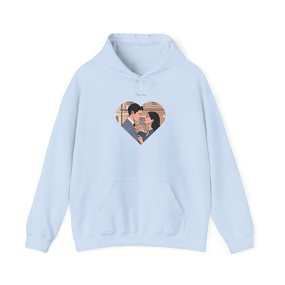 Heart Print Hooded Sweatshirt - Couple Love Design