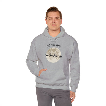 Christmas Reindeer Sleigh Hoodie - Full Moon - Oh Oh Oh!