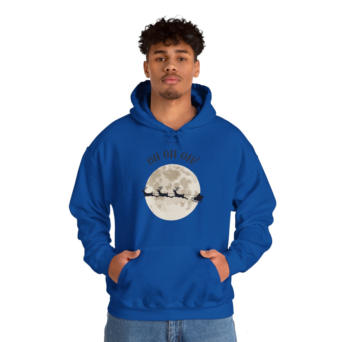 Christmas Reindeer Sleigh Hoodie - Full Moon - Oh Oh Oh!