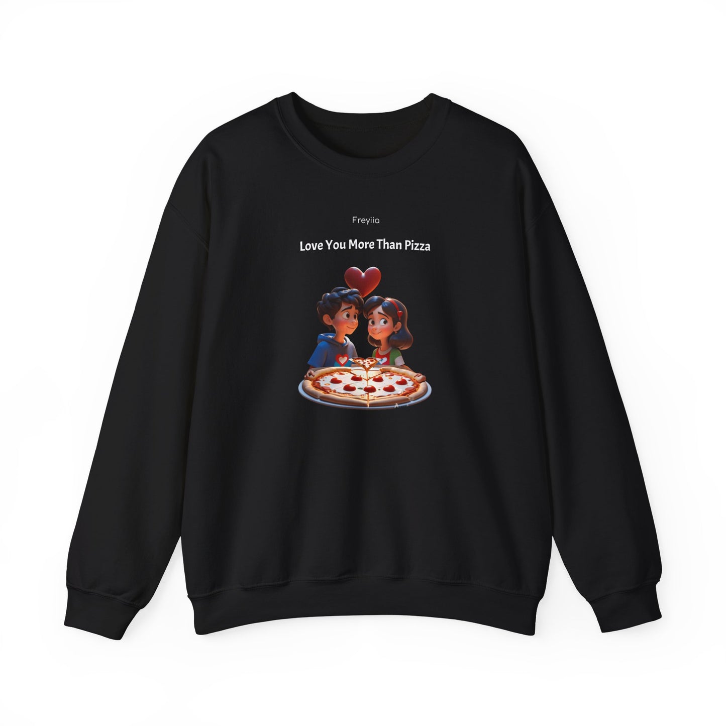 Couple Sweatshirt - "Love You More Than Pizza" Design