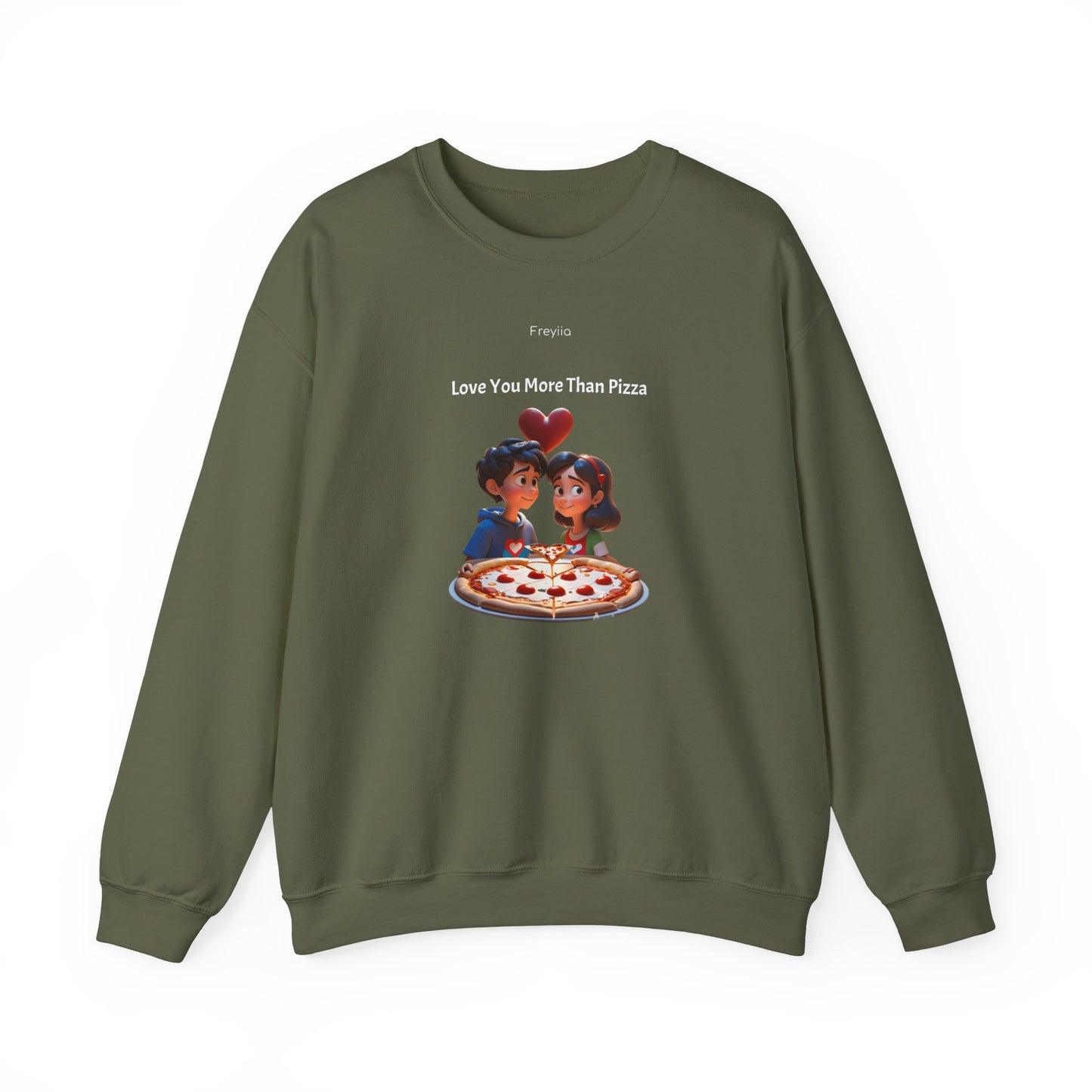 Couple Sweatshirt - "Love You More Than Pizza" Design