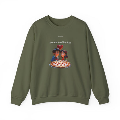 Couple Sweatshirt - "Love You More Than Pizza" Design