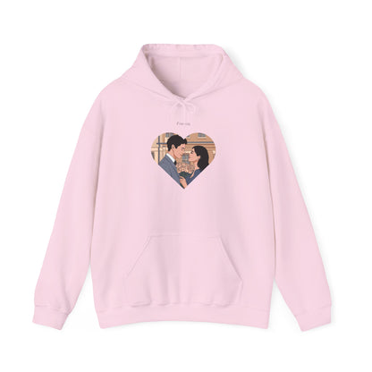 Heart Print Hooded Sweatshirt - Couple Love Design